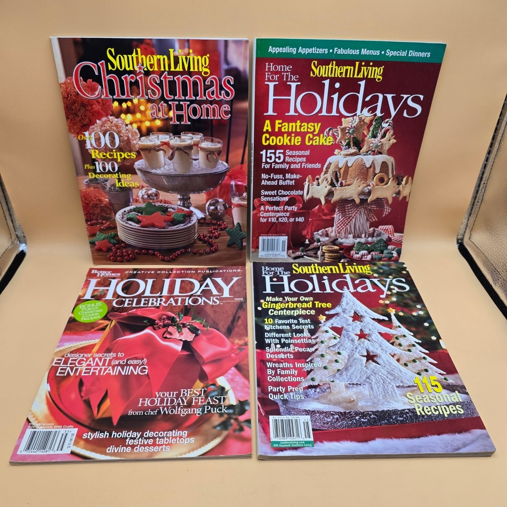 Southern Living Better Homes and Gardens Holiday Magazine Lot 2001-2004 4 Issues
